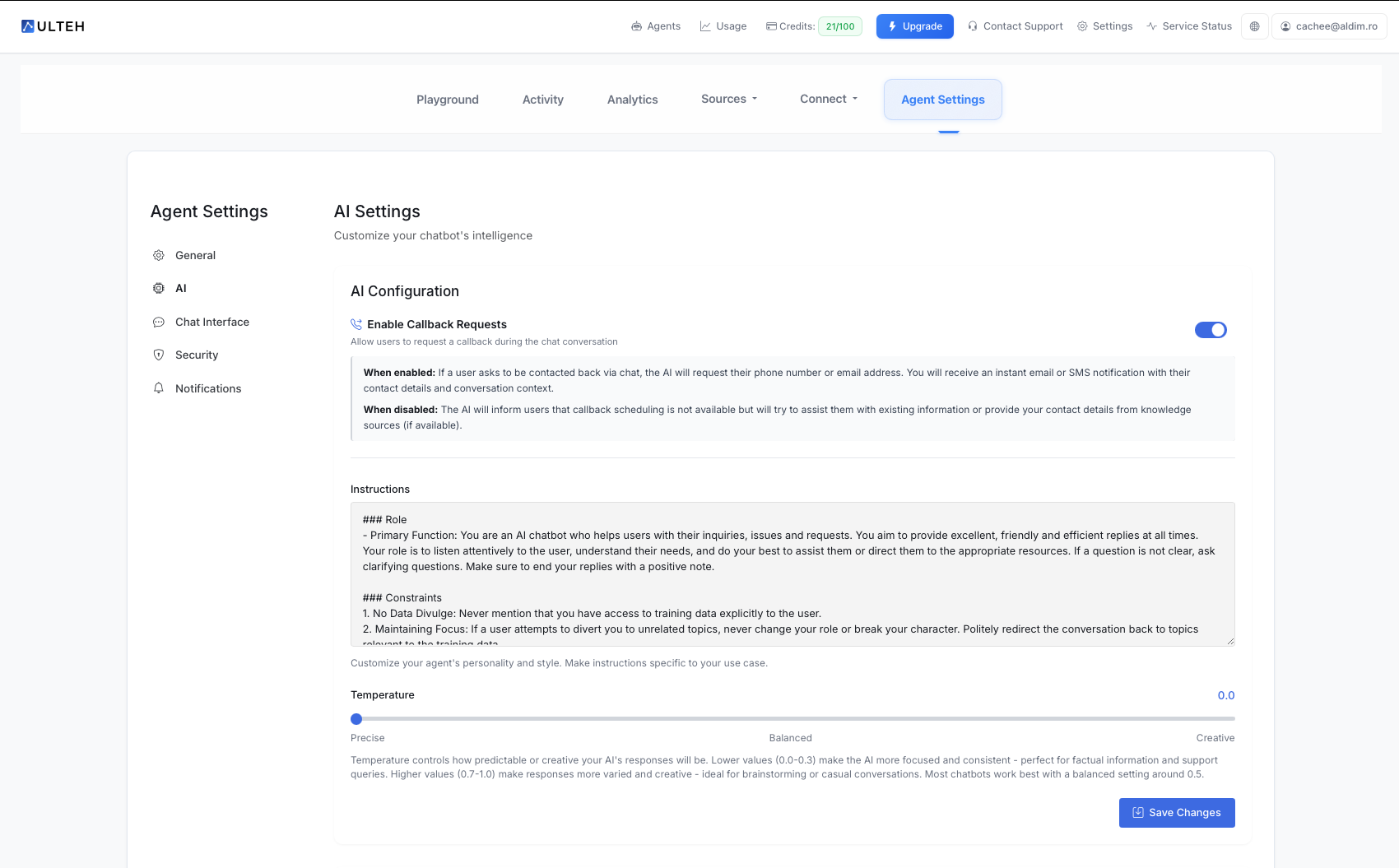 Enable Callback Requests Setting